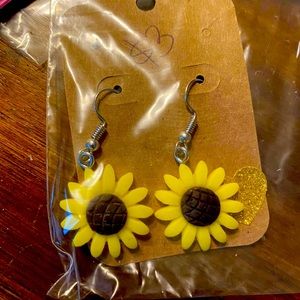 Cute yellow flower earrings fish hook